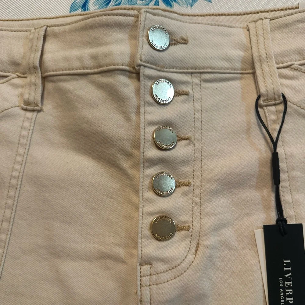 Liverpool Cream High Waist Tailored Shorts - Picture 3 of 14